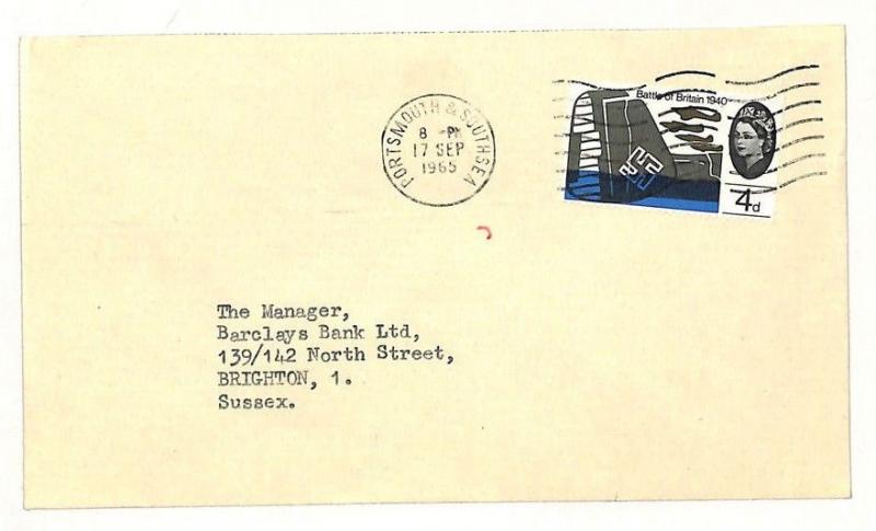 AI62 1965 GB TRANSORMA *J* Machine Sorting Trial Postmark Brighton Bank Cover  