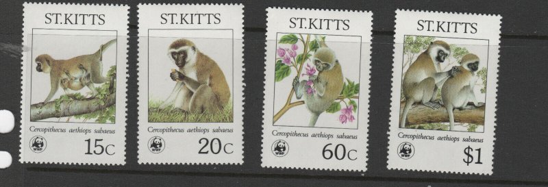 ST KITTS # 189-192 MNH monkeys WWF 