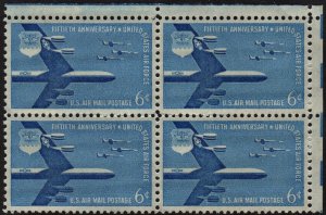 SC#C49 6¢ Air Force Anniversary Block of Four (1957) MNH