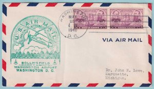 UNITED STATES FIRST FLIGHT COVER - 1940 BOLLING FIELD MD TO WASHINGTON DC -CV365