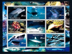 [49770] Kyrgyzstan Local issue 2001 Marine life fish sharks dolphins Sheet MNH