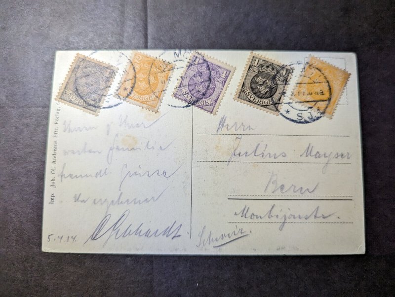 1914 Sweden RPPC Postcard Cover Goteborg to Bern Switzerland
