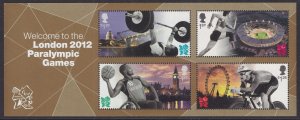 GB 3371 MS3371 Welcome to the London Paralympic Games miniature sheet MNH 2012