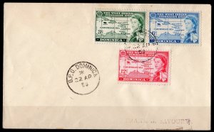 Dominica 1958 Sc#161/163 QUEEN ELIZABETH II WEST INDIES FEDERATION Set (3) FDC