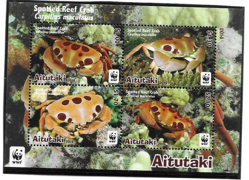 2014    AITUTAKI  -  SG.  MS 827  -  SPOTTED REEF CRAB  -  MNH