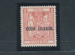 1943-54 COOK ISLANDS, Stanley Gibbons #134- £1 pink - New Zealand stamp superpr