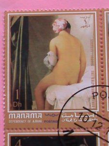 MANAMA STAMP-1974 WORLD FAMOUS NUDE ART CTO -MNH STAMP SHEET -RARE VERY RARE