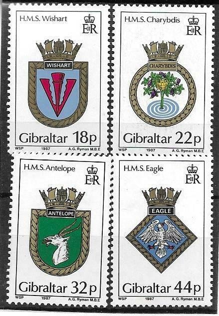 1987    GIBRALTAR  -  SG. 565 / 568  -  NAVAL CRESTS  -  MNH