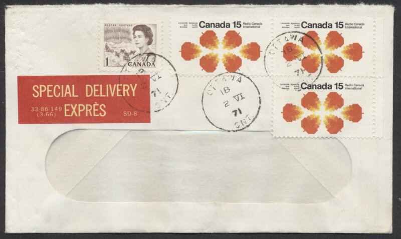 1971 Special Delivery Cover #541 Radio Canada Stamps Ottawa