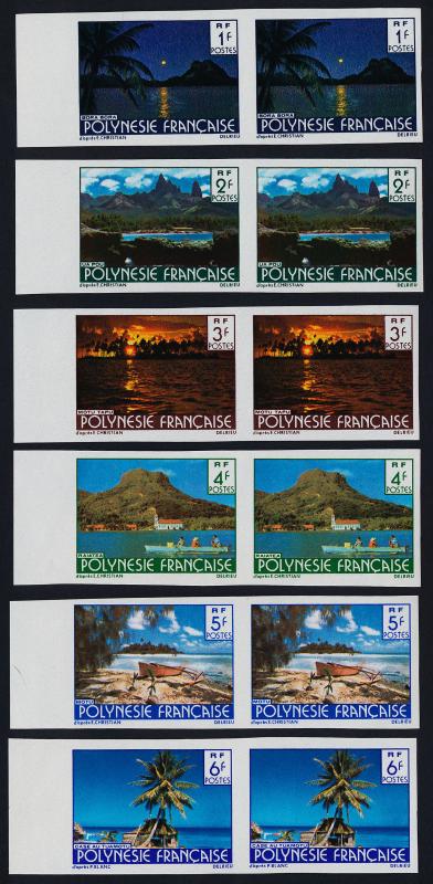 French Polynesia 313-8 imperf pairs MNH Landscapes, Trees, Boats