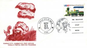 KANSAS CITY U.S. POST OFFICE SIGNALS POSTAL SERVICE DELAWARE STAMP ROOM 1975