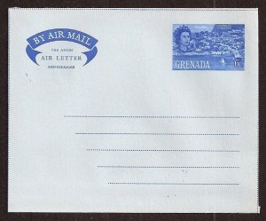 GRENADA Aerogramme 6c Queen & City Unused c1960s