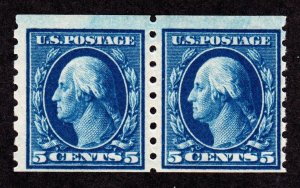 US 396 5c Washington Mint Pair F-VF OG NH SCV $375