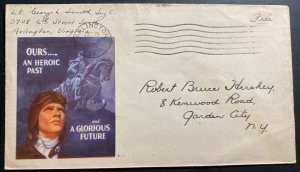 1945 Harlington VA USA Patriotic Cover To Garden CIty NY Our An Heroic Past 