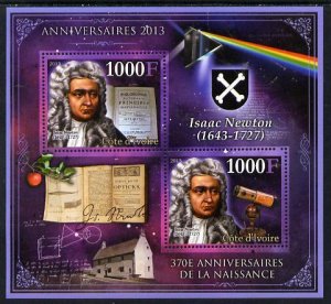 IVORY COAST - 2013 - Isaac Newton - Perf 2v Sheet - MNH - Private Issue