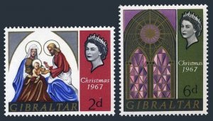 Gibraltar 203-204 two sets, MNH. Michel 205-206. Christmas 1967. Holy Family.
