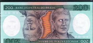 Brazil Banknote 200 Cruzeiros uncirculated Princesa Isabel inverted
