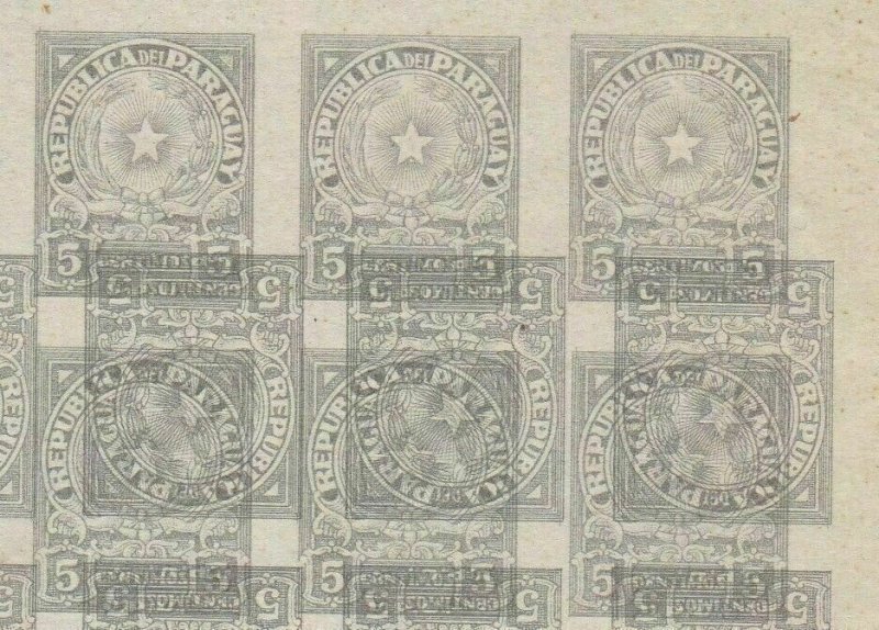 paraguay 1913 error double inverted printing imperf stamps block ref r13030