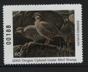 US, MNH, 2003, OREGON UPLAND BIRD STAMP
