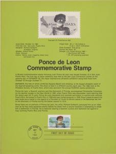 US SP597 Ponce de Leon Souvenir Page #2024