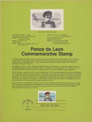 US SP597 Ponce de Leon Souvenir Page #2024