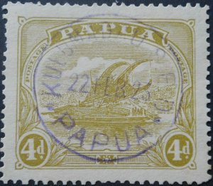 Papua 1924 Four Pence with KULUMADAU in purple postmark