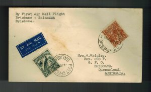 1938 Brisbane Australia to Salamana New Guinea FFC First Flight Cover