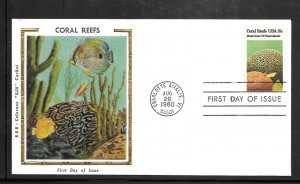 #1827 FDC Coral Reef Brain Coral 1980 Colorano Silk Cachet (my3621)