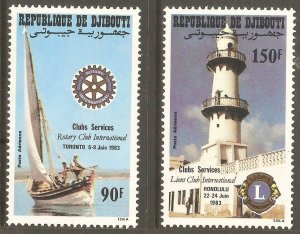 DJIBOUTI Sc# C182 - C183 MNH FVF Set2 Rotary & Lions Club