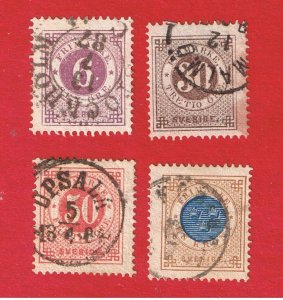 Sweden #31-35-36-38  VF used   Numerals  Free S/H