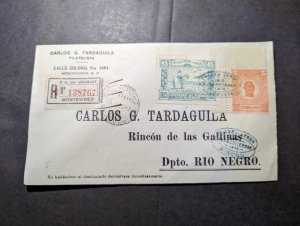 1925 Registered Uruguay Cover Montevideo to Rio Negro