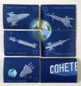 Cuba Sc# 879-882  SATELLITES & ROCKETS 13c  1964  MNH