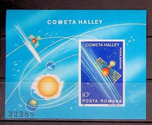 ROMANIA Sc C270(NOTE) NH IMPERF SOUVENIR SHEET OF 1986 - SPACE