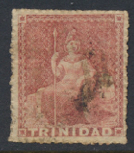 Trinidad SG 53  Used  Rose  Rough-cut perfs 1861 SC# 33 - see details & scans 