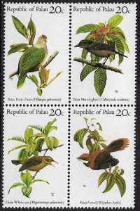 Palau #8a MNH Block - Local Birds