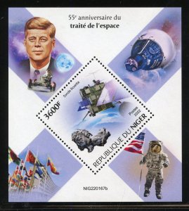 NIGER 2022  55th ANNIVERSARY OF THE SPACE TREATY WITH JFK SOUVENIR SHEET MINT NH