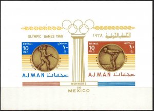 Ajman 1968 Olympics Winners S/S Imperf. MNH