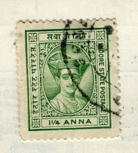 INDIA; HOLKAR 1900s early classic Raja issue fine used 1.25a. value
