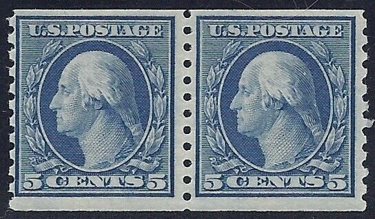 496 -- 5c F-VF Coil Pair Washington Mint NH Cat $17.50 (STK5)