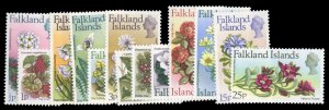 Falkland Islands #210-222 Cat$53.25, 1972 Flowers, complete set, never hinged