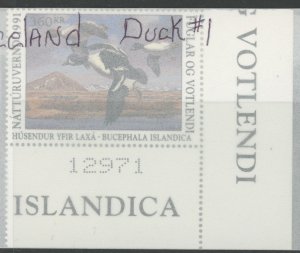 Iceland 1 duck conservation 1991 ** mint NH (2301A 671)