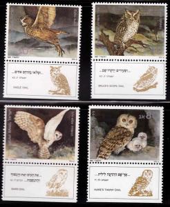 ISRAEL Scott 956-959 MNH** Owl bird set  with tabs