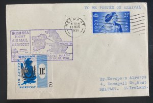 1951 Belfast England First All Up Airway Letter Services By BEA Cover 130 flow !