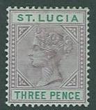 St Lucia SC#32a (SG#40) Queen Victoria  3p, Die A,  MH F-VF