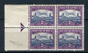 SOUTH AFRICA; 1950-51 early Union Building MINT MNH Positional Margin BLOCK