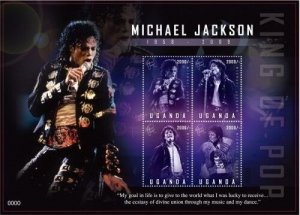 Uganda 2009 - Michael Jackson in Memoriam 1958 - Sheet of 4 MNH