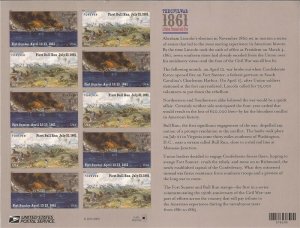 US Stamp 2011 Civil War 1st Bull Run Fort Sumter 12 Stamp Sheet #4522-3