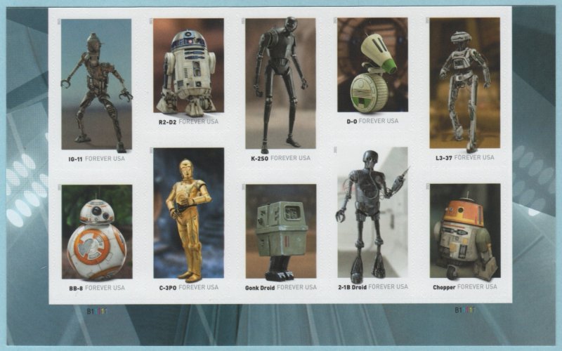 USA Sc. 5582b (55c) Star Wars Droids 2021 block of 10 MNH