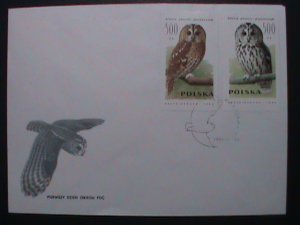 ​POLAND-1990 SC#2996-7 FDC  LOVELY BEAUTIFUL OWLS-MINT FDC VERY FINE.