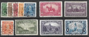 Doyle's_Stamps: Used Set 1935 Canadian KGV Scott #217 to #227